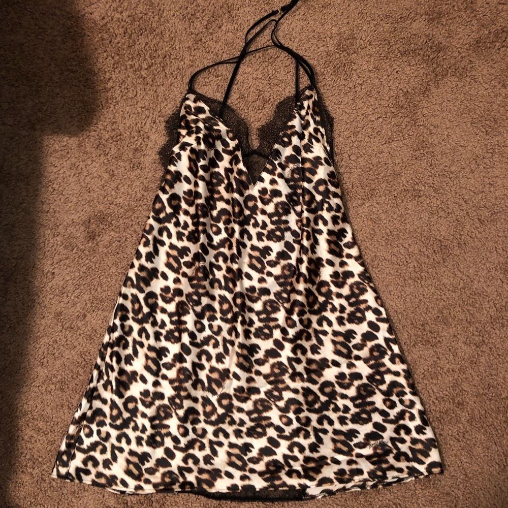 Victorias secret silky night gown/slip in leopard
